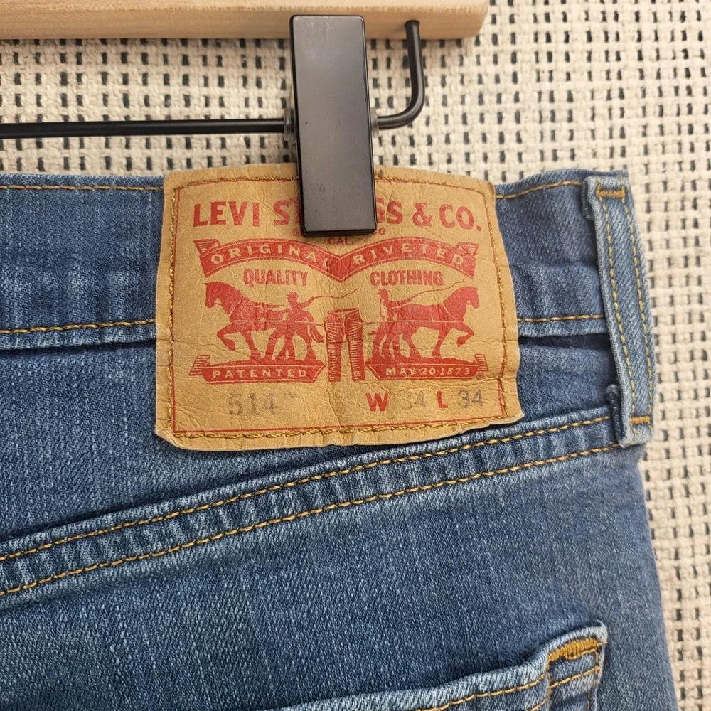 Levi's 514 Jeans Mens 34x32‎ Blue Straight Leg Denim Medium Wash Zip Fly